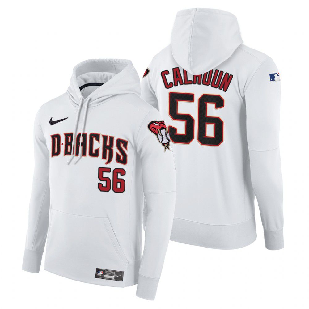 Men Arizona Diamondback #56 Calhoun white home hoodie 2021 MLB Nike Jerseys